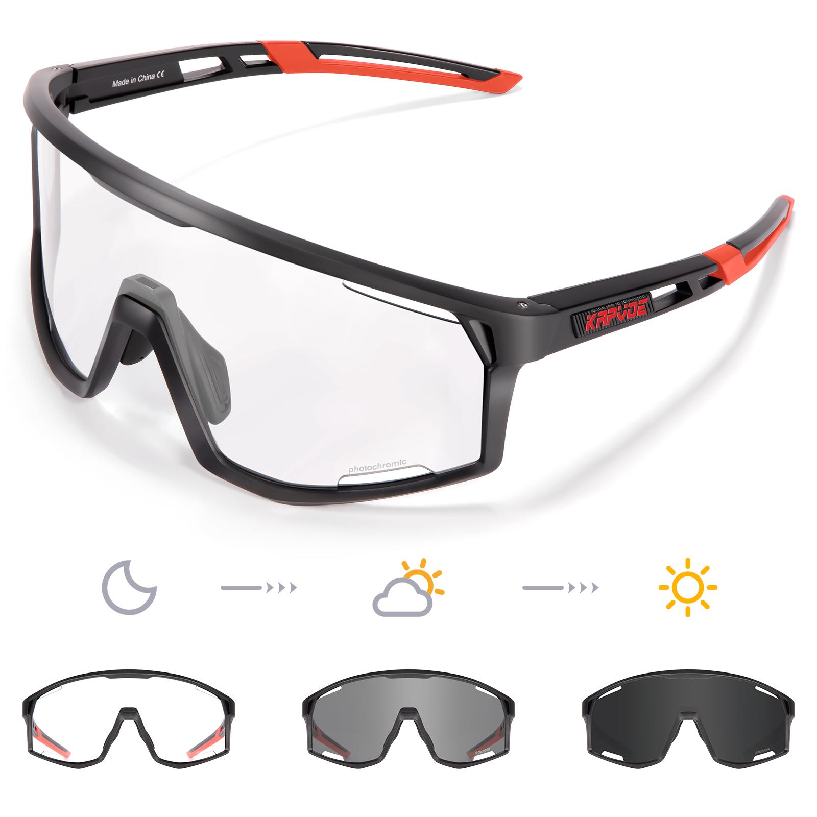 

Kapvoe Photochromic Cycling Glasses UV400 MTB Clear Mountain Bike Transition Bicycle Sunglasses for Men Women Sports Eyewear Photochromic-1 Lens