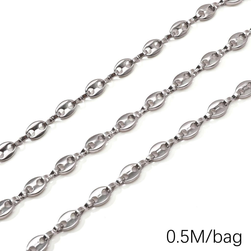 Chaîne Cœur en Acier Inoxydable de 0,5/1 Mètre Chaîne Cubaine Chaîne Punk de Base pour la Fabrication de Colliers Bracelets Bijoux Accessoires