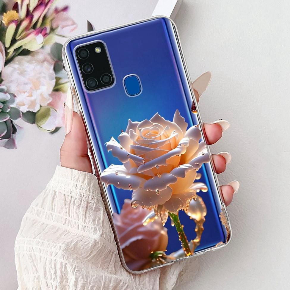 For Samsung A21s Case Cover Clear Fashion Luxury Cute Painted Back Cover For Samsung Galaxy A21s Phone Case A217F A217M A217N