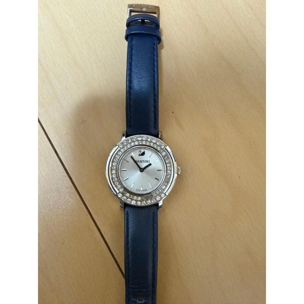 Used Swarovski Women's Watch Navy Leather