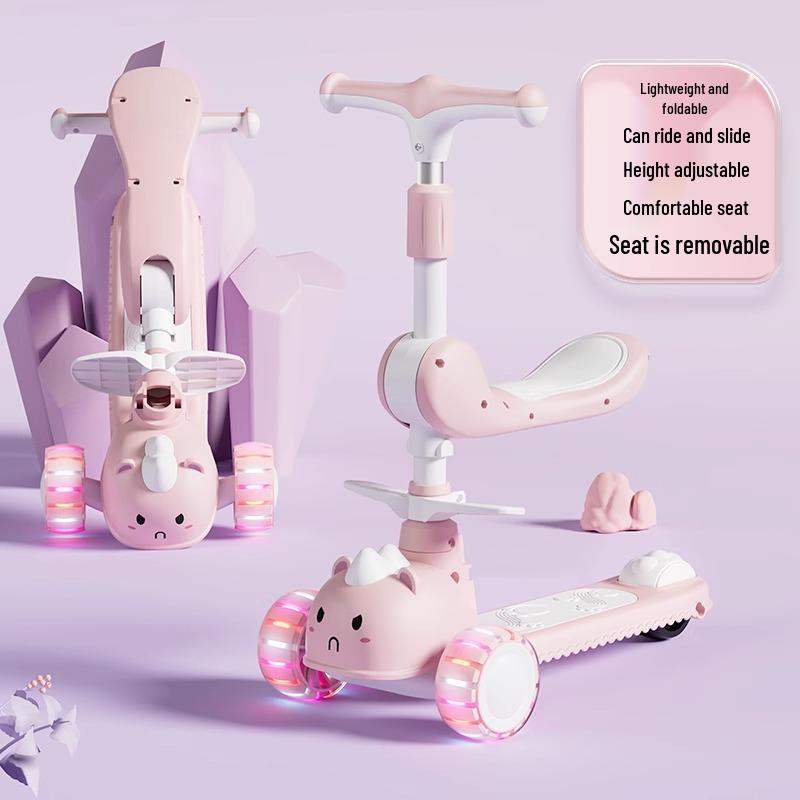 Children's Foldable Scooter for Ages 3-12, Pedal Model, Suitable for Boys and Girls