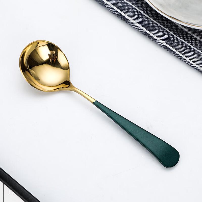 abay 304 Stainless Steel Green Gold Coffee Spoon Set