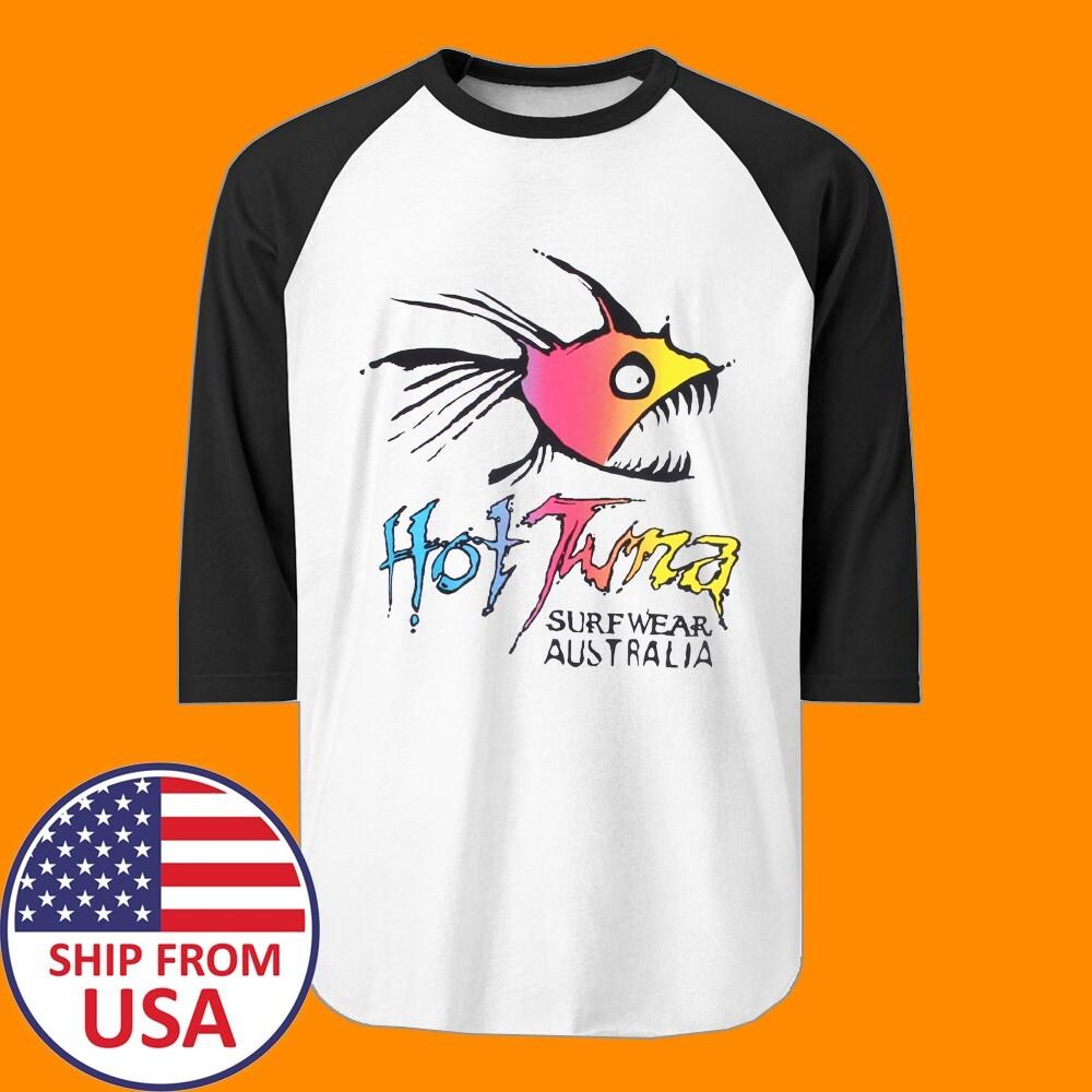 

HOT TUNA Surf Wear Surfboards Men#039;s Raglan White Black Size S to 2XL Unisex T-Shirt M