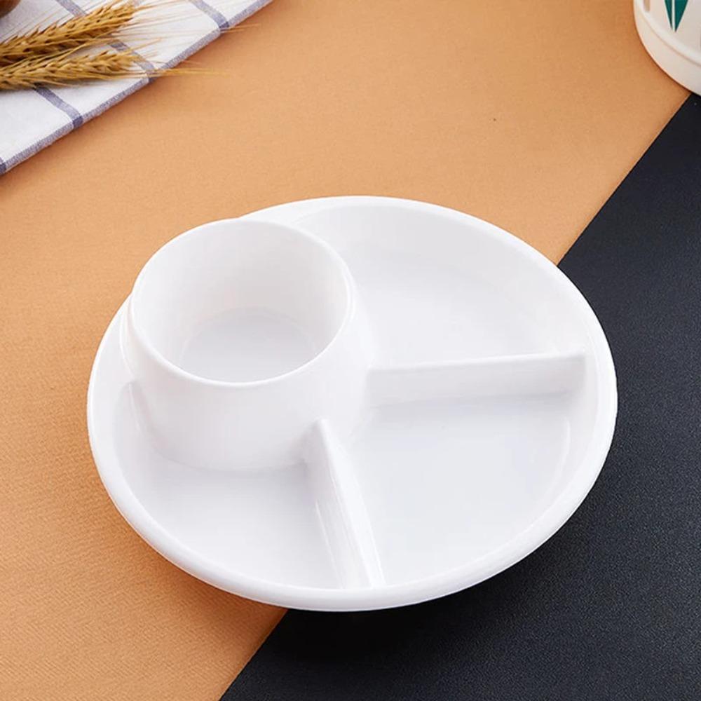 Plastic Dinner Divided Plates Round Breakfast Plate Compartment  Serving Tray  Fat Loss