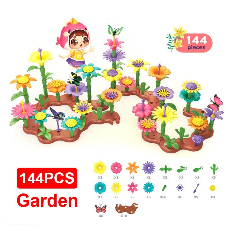 54-224pcs Flower Garden Architecture Set Building Toys DIY Construction Block Plant Creative Educational Stacking Games Toys