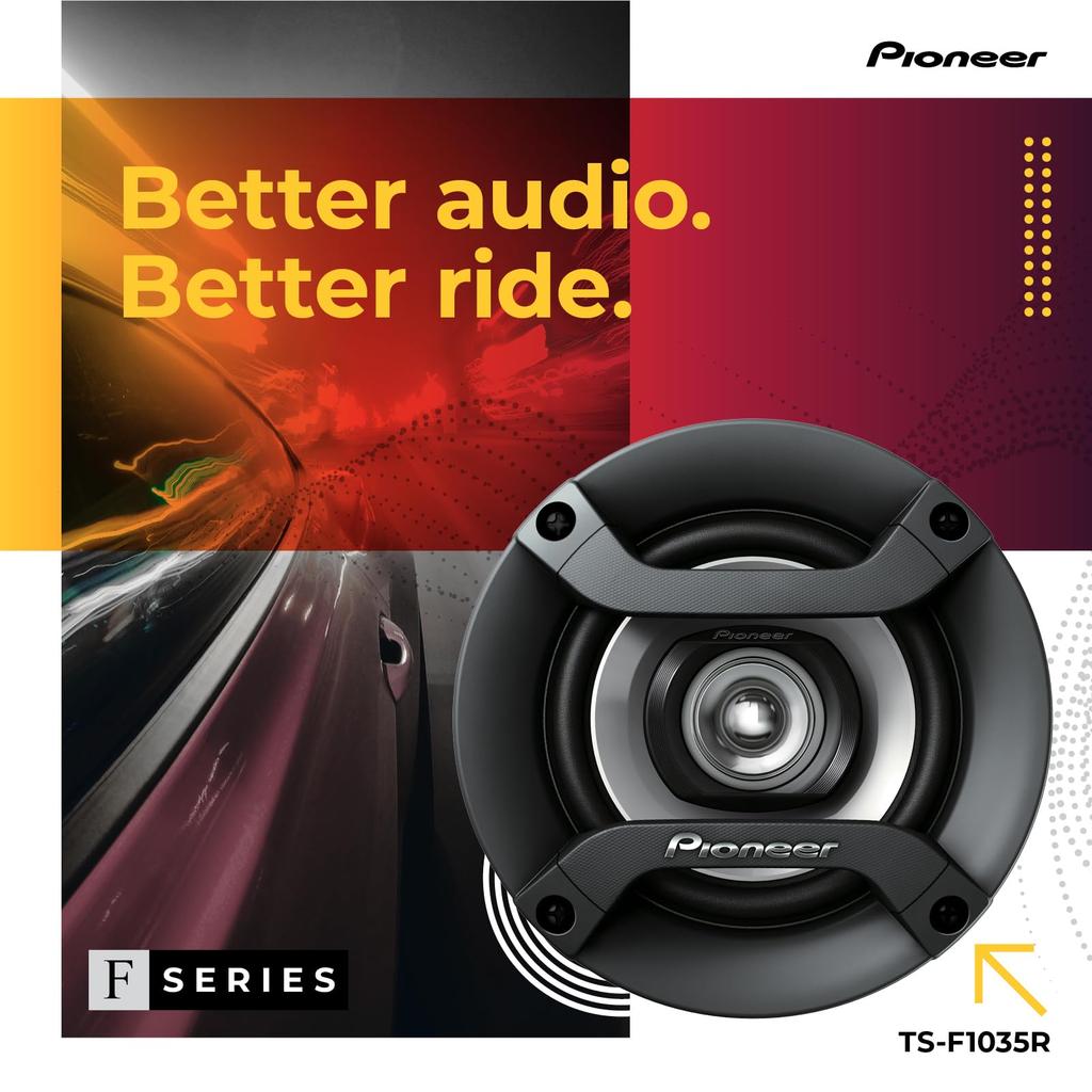 Pioneer TS-F1035R 2-Way Coaxial Car Audio Speakers - Full Range 4" Round Speakers, 150W Max Power (Pair)