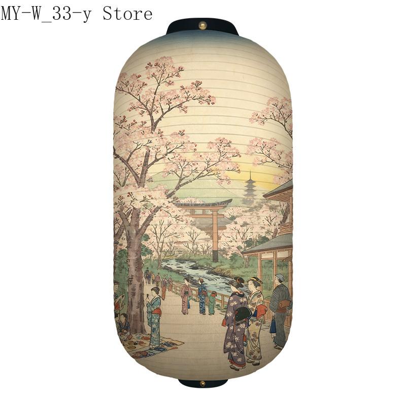 25x50cm Japanese-style Cherry Blossoms Cloth Lantern Ukiyo-e Traditional Printed Lantern Izakaya Cuisine Wedding Party Decor