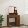 Makeup Table with LED Lights Brown Oak Effect 86.5 x 35 x 136 cm