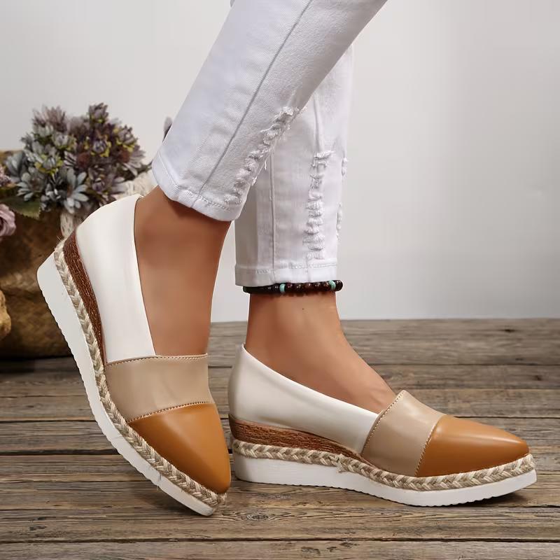 Buty Jedne Jesień Nowe Szpiczasty Nosek Płytkie Usta Słomiana Platforma Antypoślizgowe Wsuwane Koturn