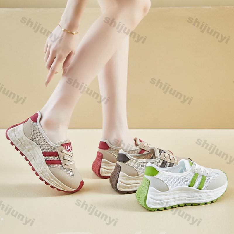 Fashion Women Chunky Sneakers 2025 Summer Outdoor Mesh Breathable Comfortable Sports Shoes Fashion Lace Up Height Increase Casual Shoes