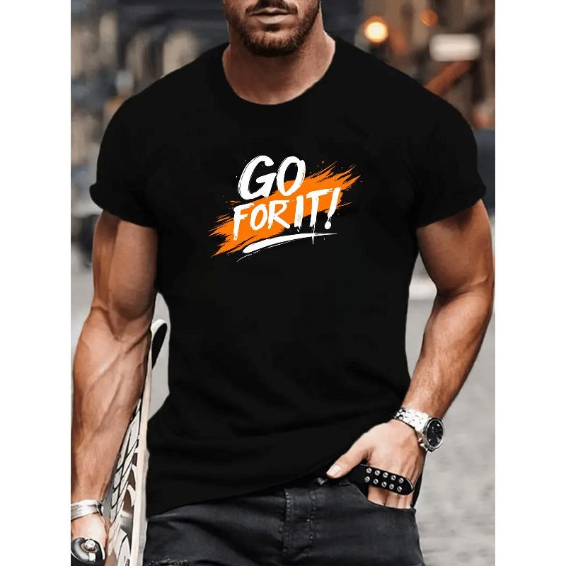 

European sizes This Orange and Black Contrasting Inspirational Slogan Print Is Simple and Trendy. It s a Versatile Men s T-shirt for All Seasons 4XL чорний