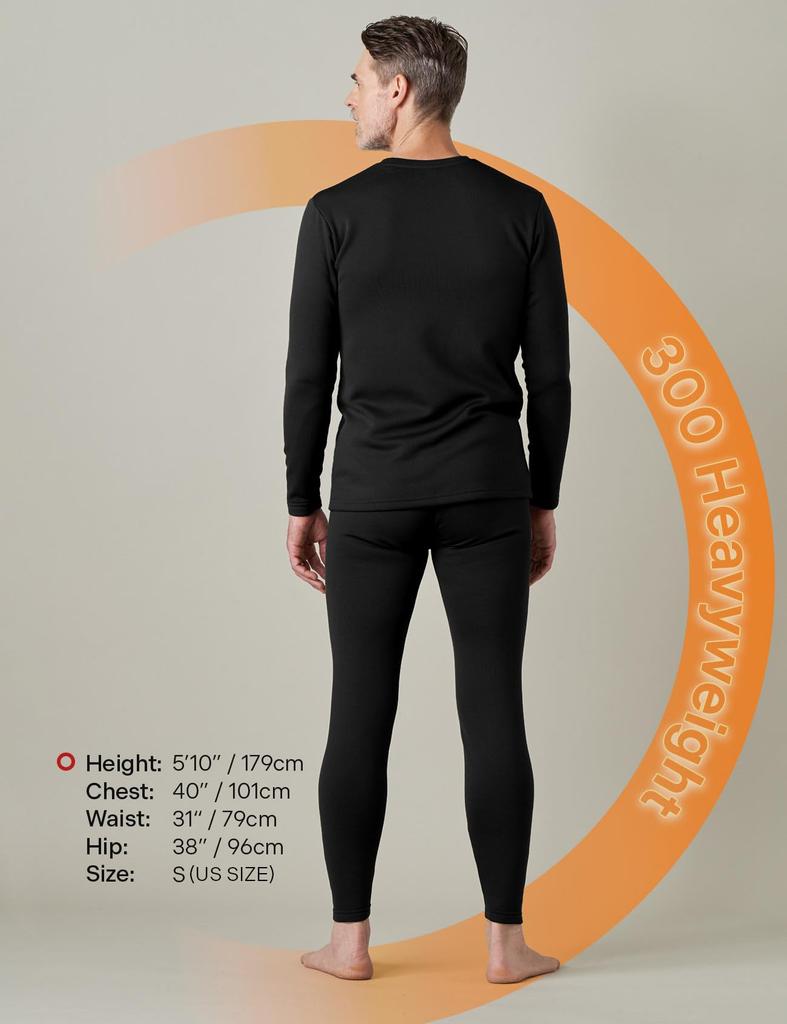 LAPASA Varm Kyla Varm Topp och Botten Svart Tjock Topp och Botten Storlek Underkläder, Underkläder, Set, Fodrad med Fleece [3. (Extrapaket), M]