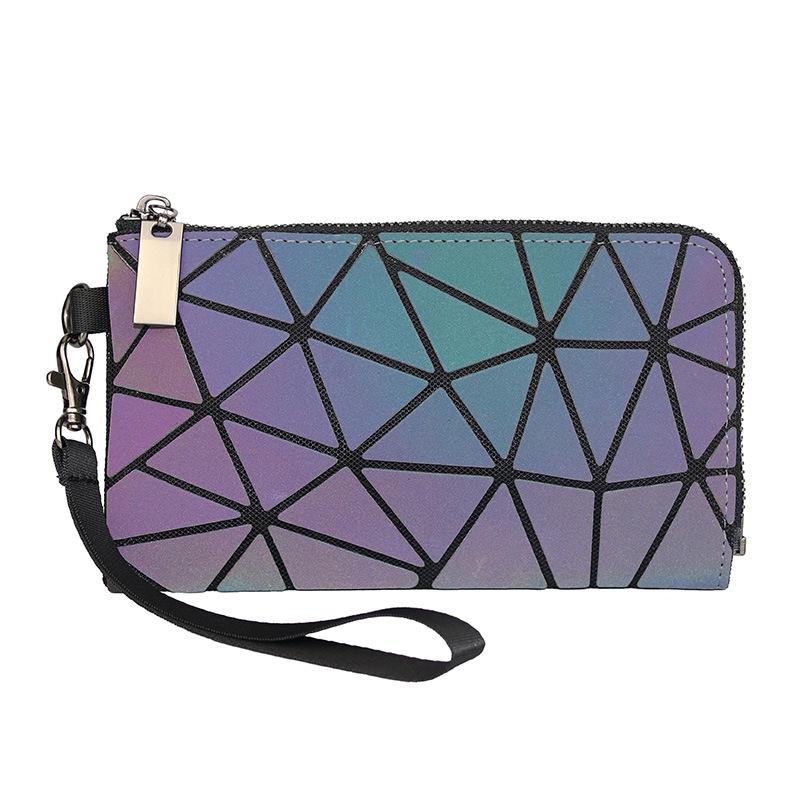 Pochette Geometrica Floreale Iridescente da Donna Luminosa - Tendenza, Cambia Colore, alla Moda con Zip