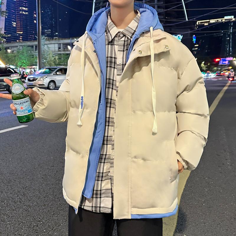 New Fake Two-piece Cotton-padded Clothes Men's Thickened Cotton-padded Clothes Men's Cotton-padded Jackets Men's Jackets Hooded Bread Clothes