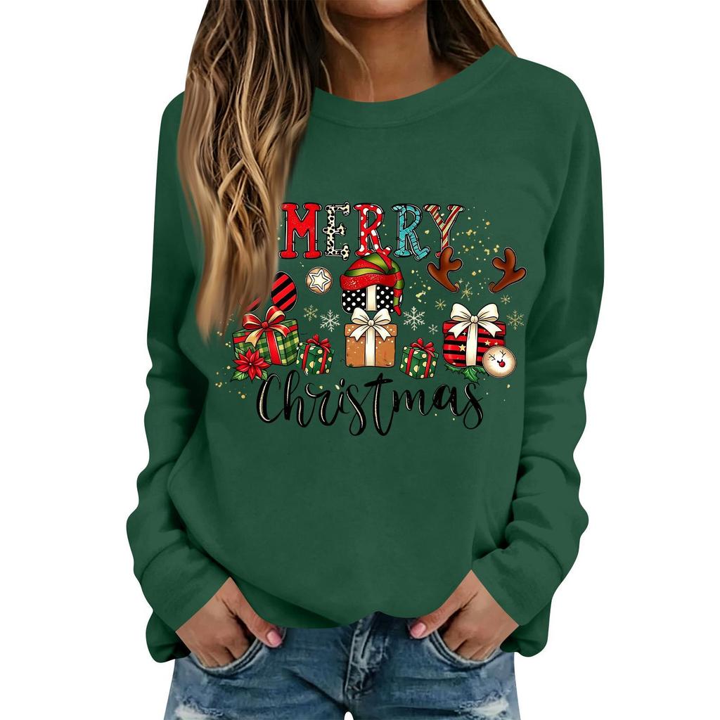 Women's Casual Christmas Print Long Sleeve Neck Top