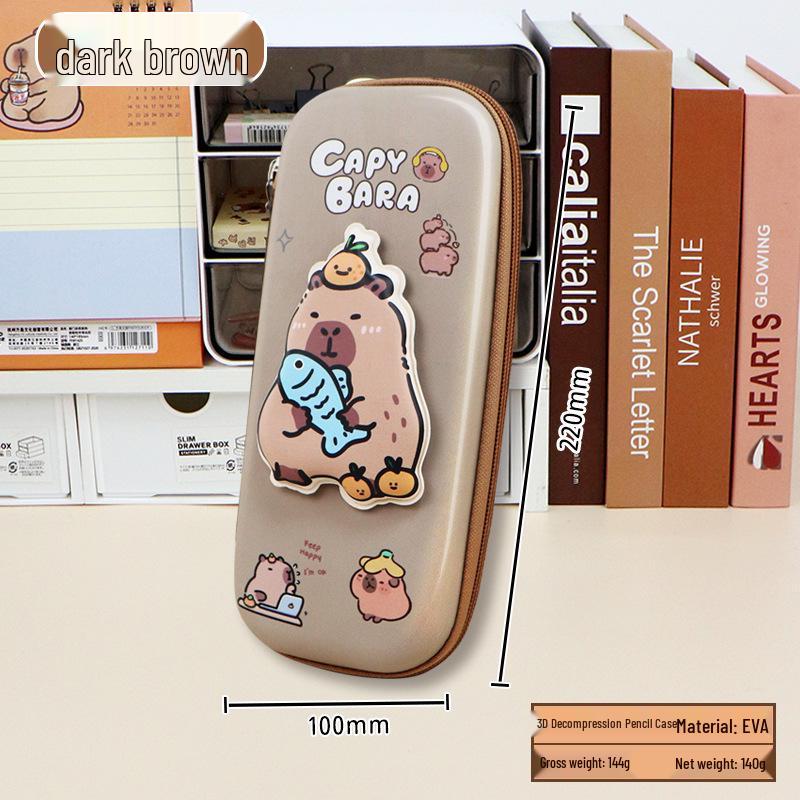 2024 Cute Capybara Kids' Large Capacity Thickened Pencil Case