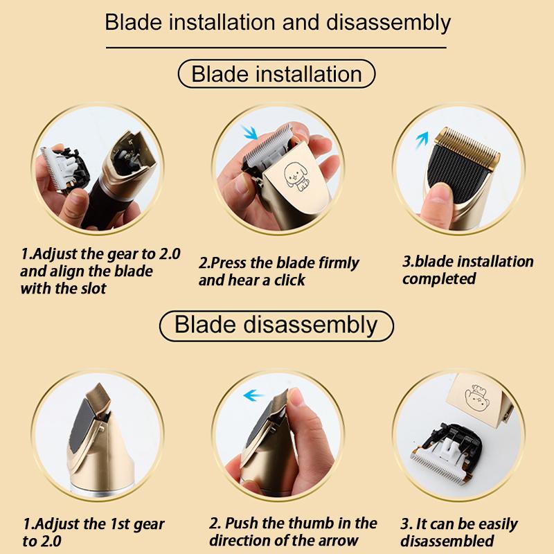 Professional Rechargeable Pet Shaver Kit Ceramic Blade Low Noise Dog Cat Hair Trimmer With 4 Limit Combs