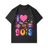Men's 100% Cotton Crew Neck Short Sleeve T-Shirt, Retro I Love The 90s Nostalgia Print Casual Comfortable Tee for 90s Theme Party Daily Wear