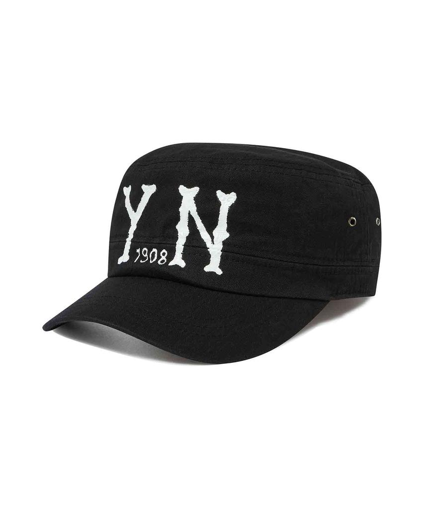 BEYOND CLOSET [Collection Line] Hand-Printed Washed Cotton Military Cap Black