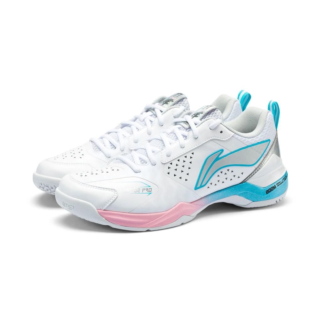 Li Ning Blade II PRO Cushioning, Wear Resistant Low Top Badminton Shoes Unisex White Silver AYZV001-4