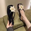 Sweet flower flip-flops women's summer wear new with skirt pinched feet beach cool slippers