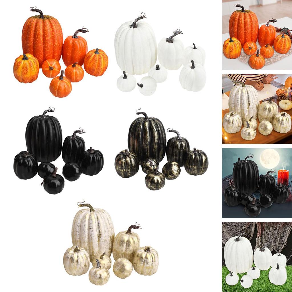 7x Fake Pumpkins Model Small Cute DIY Harvest Decorative Lifelike Fake Foam