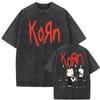Gothic T Shirt Male Oversized Tees Washed Vintage Rock Band Korn Falling Away From Me Tshirt Skeleton Print T-shirts