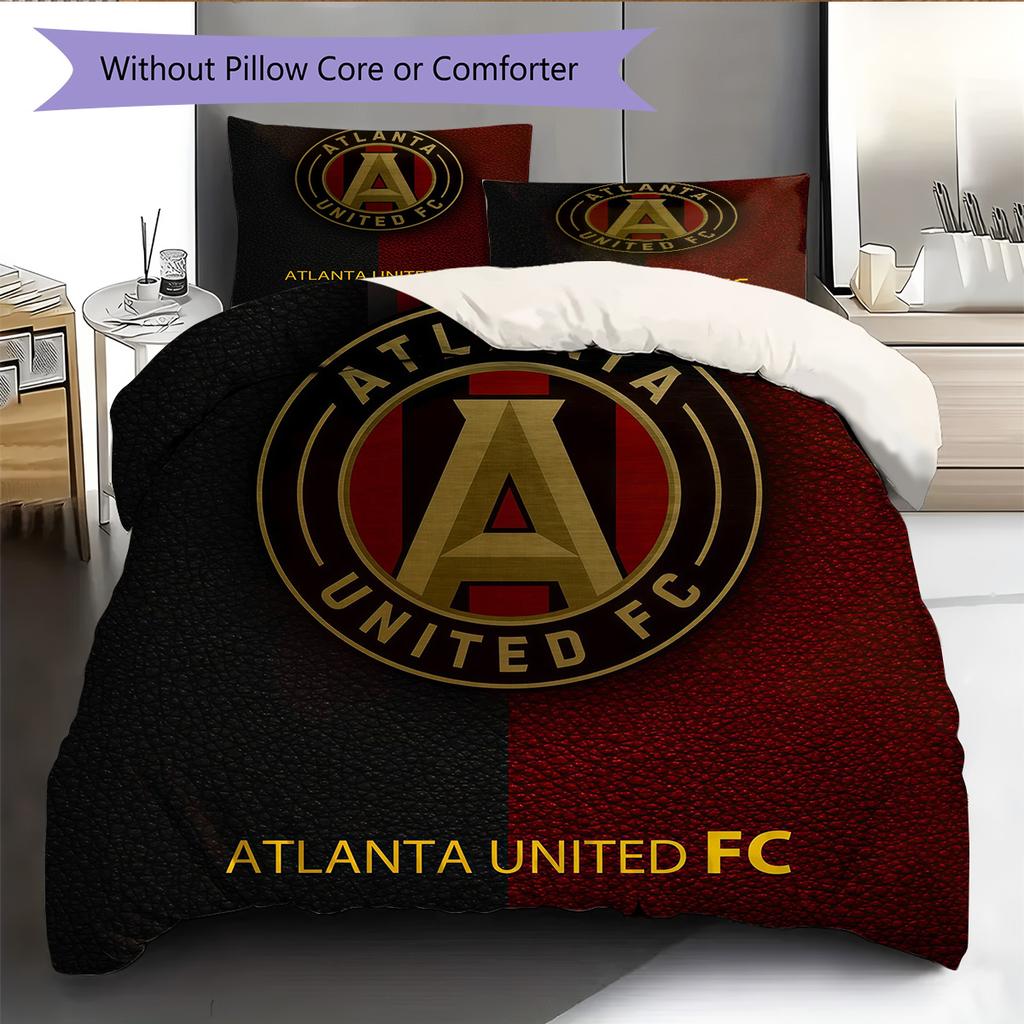 Atlanta United FC Pattern Bedding Quilt Set  Home Decoration  Gift (1 * duvet cover + 2 * pillowcase  without core)
