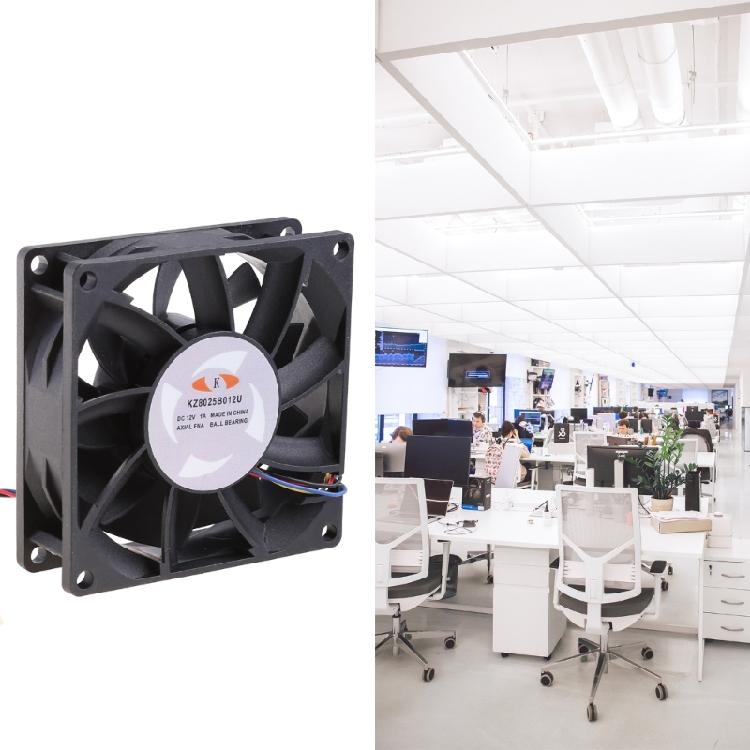 PWM Ball Bearing Fan KZ8025B012U DC 12V 4pin Cooling Fan CPU Cooler Chassis Radiator for Desktop Computer 6500RPM Fan