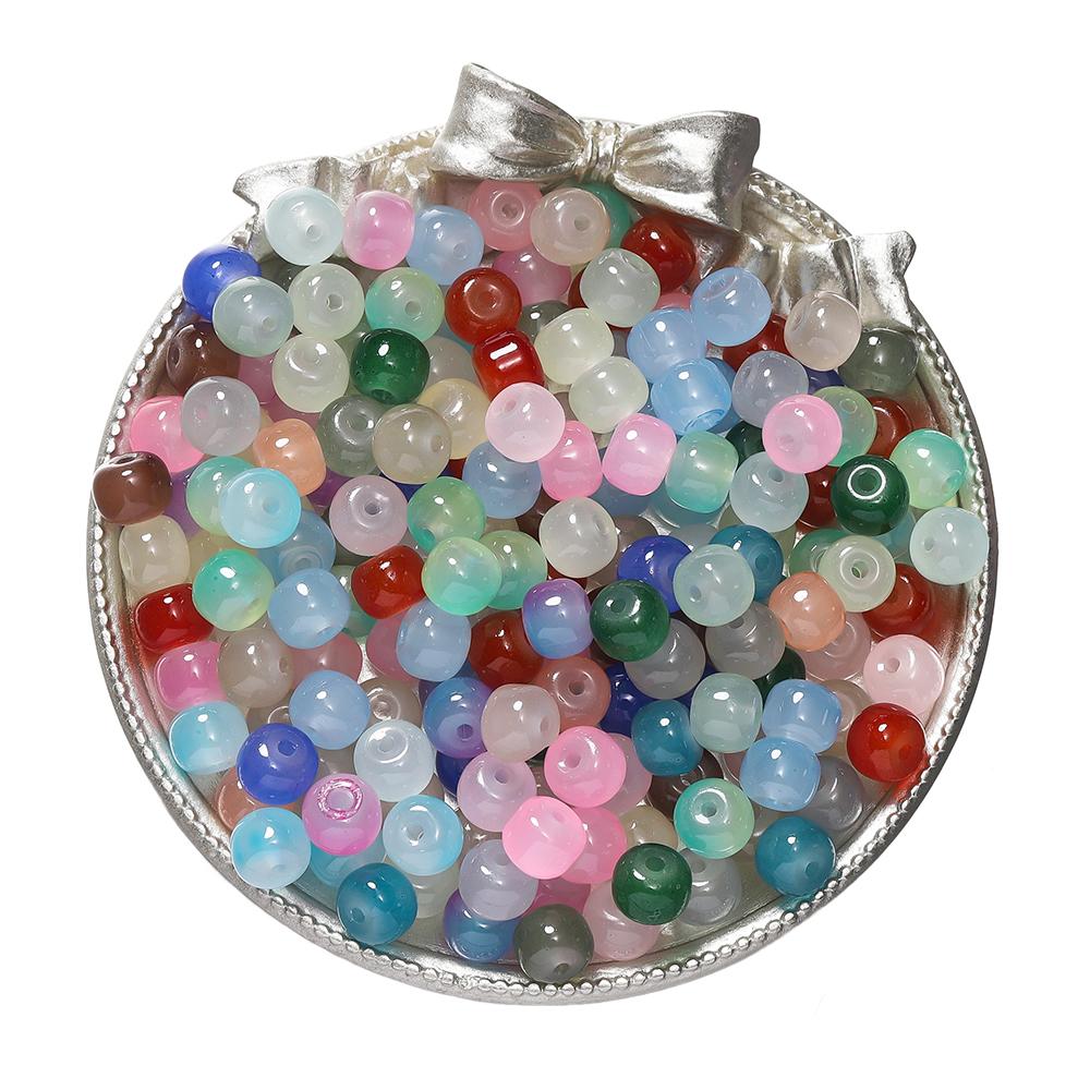 20-50pcs/lot Jelly Flat Round glass Beads Bracelet Spacer Beads For DIY Handmade Charm Jewelry Making Findings Wholesale