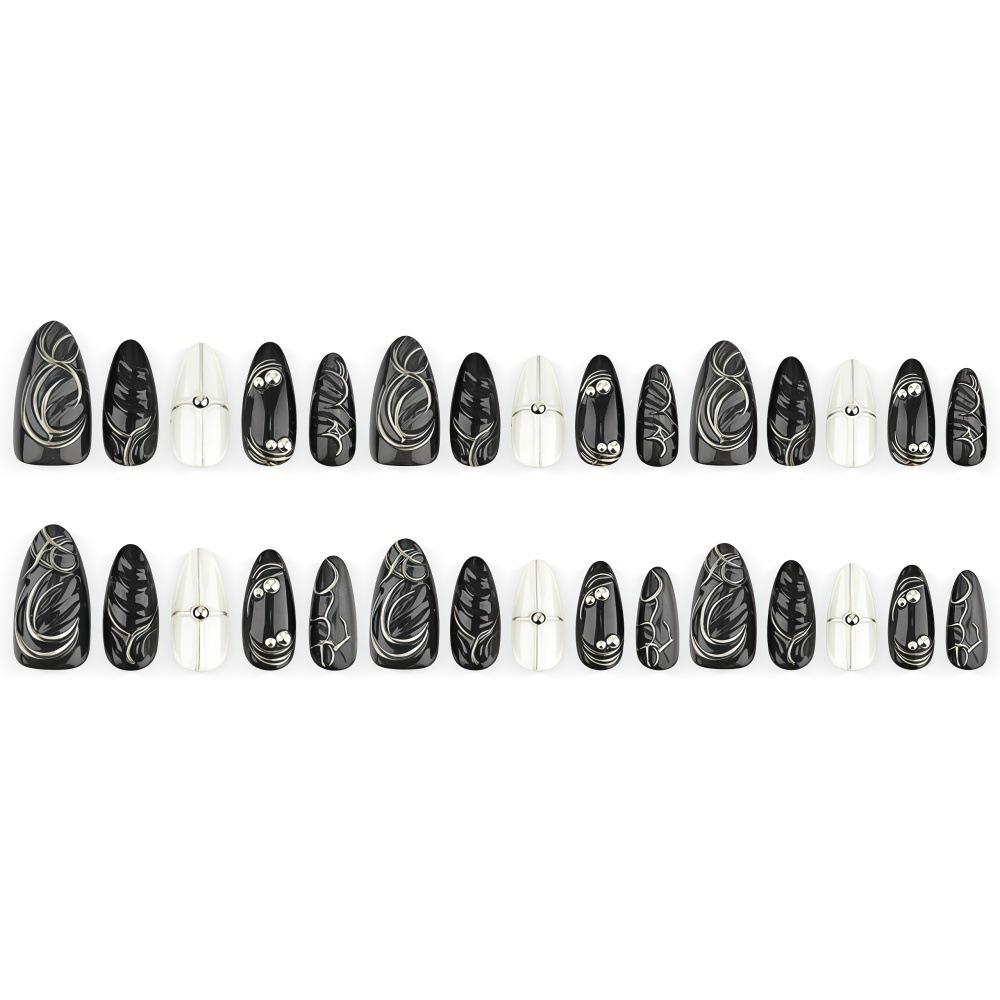 Gilt Silver 3D Glue Cat-eye Diamond Wearable Manicure Manicure Removable Nail Pieces