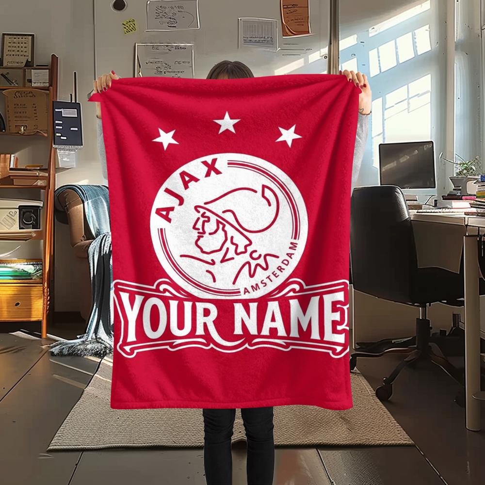 1PC Custom Name AJAX Patterned Flannel Blanket Suitable For All Seasons for Home Decor Warmth and Comfort Gifts Holiday Present