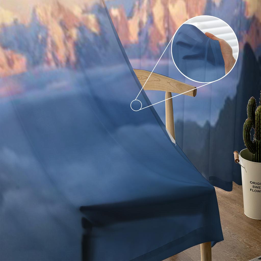 Alpine Landscape With Peaks Covered By Snow And Clouds Tulle Sheer Curtains for Living Room Kitchen Decor Voile Organza Curtain