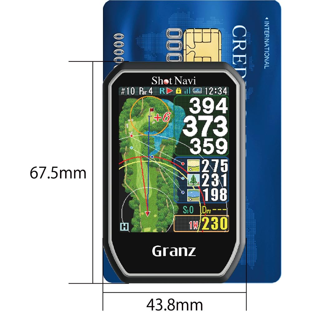 Shot Navi Granz BK Golf GPS with Touch Large Made in Equipped with the Latest GPS Michibiki L1S Competition Elevation Difference Panel, Text,