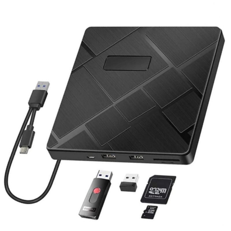 External DVD CD Drive USB 3.0 Type-C 5 in 1 DVD Burner Player Reader With SD/TF & USB Slots Optical Drives For PC Laptop Desktop