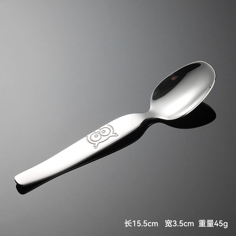 316 Stainless Steel Children's Fork and Spoon Cartoon Owl Steel Stamp Salad Fork Mother and Baby Feeding Tableware Set