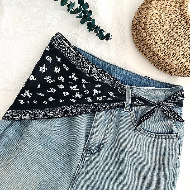 Hair band women's retro paisley cashew pattern silk scarf Naza simple fashion tied hair rhombus headscarf