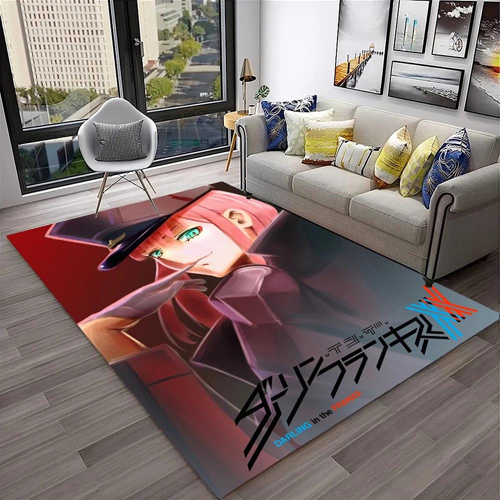 DARLING In The FRANXX Cartoon Zero Two Sexy Girl Carpet Rug for Home Living Room Bedroom Sofa Doormat Decor,Non-slip Floor Mat