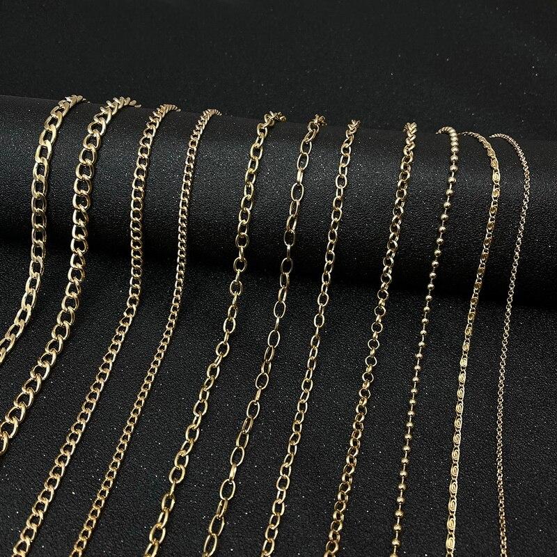 KC Gold Long Necklace Chains Iron Bulk For DIY Jewelry Findings Making Materials Accessories