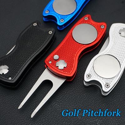 Stainless Steel Pitch Groove Cleaner Divot Repair Tool Putting Green Fork Golf Pitchfork