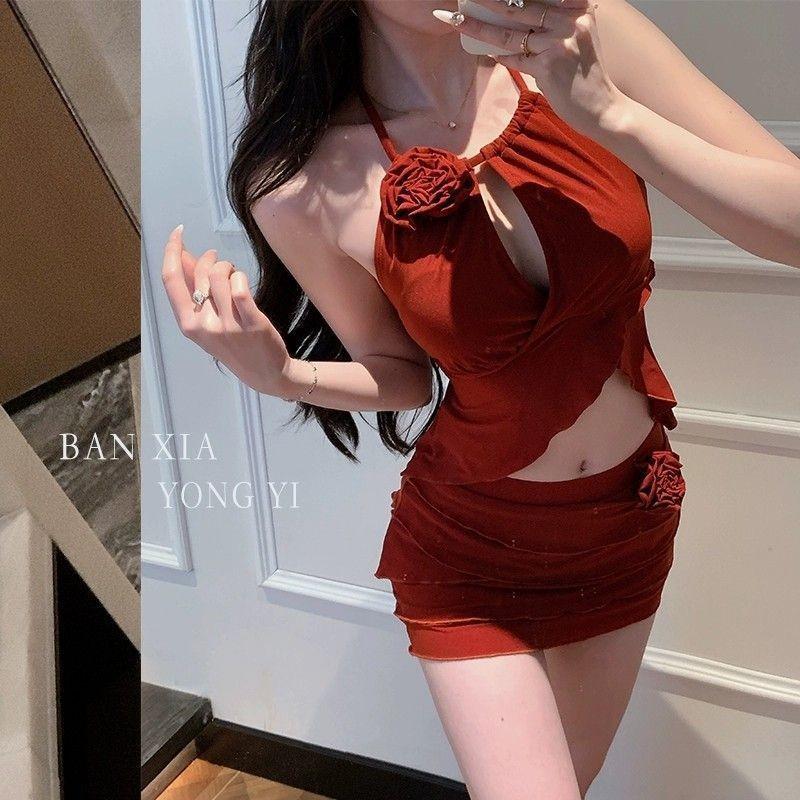 Dámské červené dvoudílné plavky 2025 - Čistá touha, špičkový styl, ideální na dovolenou v horkých pramenech