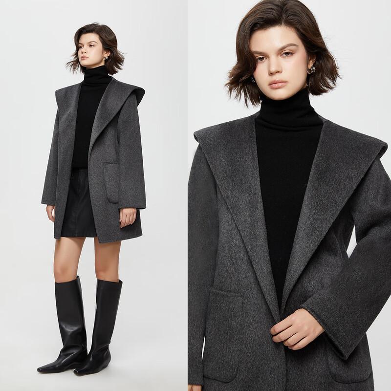 

Женское короткое пальто Tatu из 99% шерсти с поясом и капюшоном S