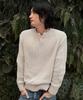 KNITTED Cotton Henley Neck Waffle Knit Swiss