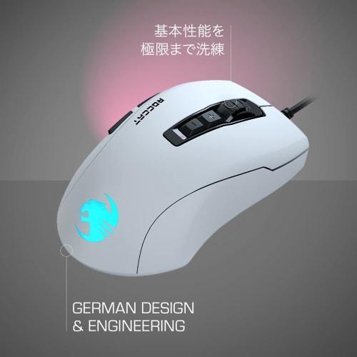 ROCCAT Gaming Mouse Kone Pure Ultra Wired PVC White/White Optical/16K/Side Button/Lightweight 66.5g/FPS RGB Windows 7 or Later [Japanese Authorized Di