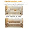 Simple Curry Striped Fringed Edge Chenille Sofa Cover, Four Seasons Universal Living Room Sofa Cover 3 Seater,I Shape Sofa Cover