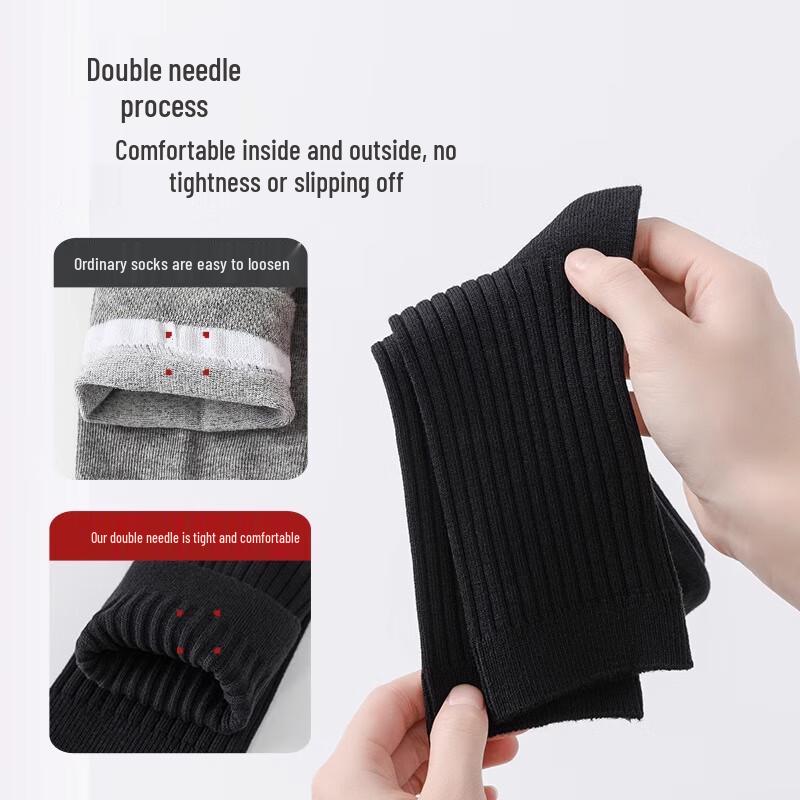Langsha Men's Pure Cotton Antibacterial Business Mid-Calf Socks