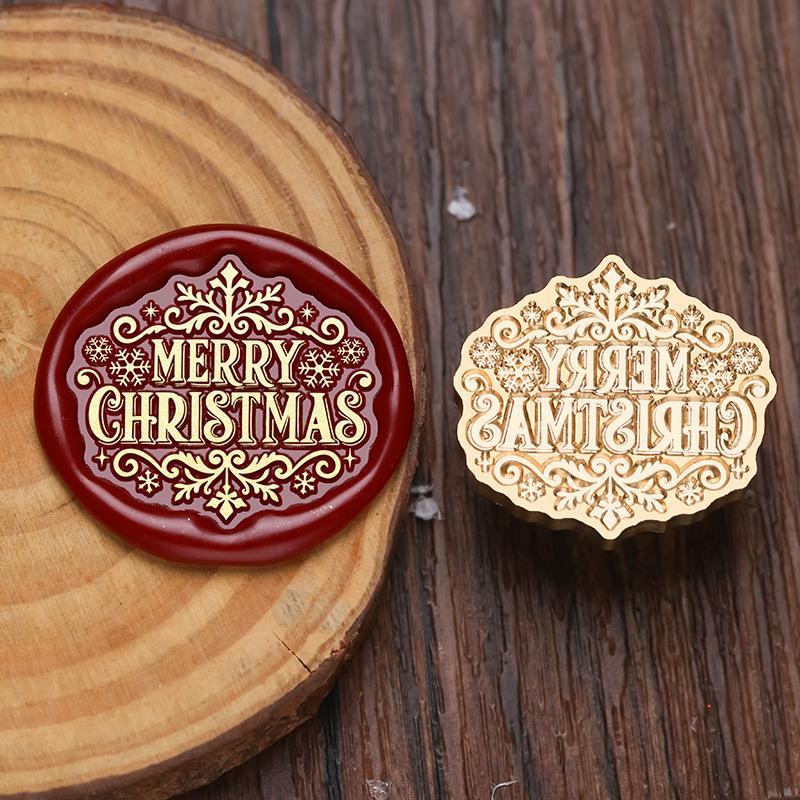 Stamp Christmas Series Relief Lacquer Seal Header Snowflake Deer Brass Carving Hand Diy Copper Head