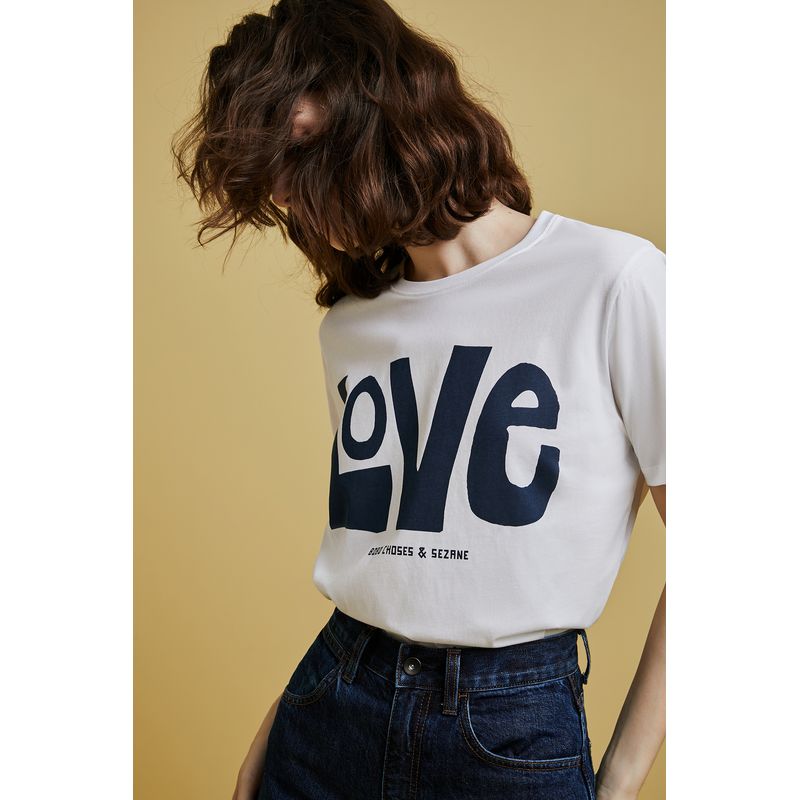 

[Discount Season] Summer New Arrival French Minority Letters Print Pure Cotton Loose Easiest for Match Short Sleeve T-shirt Top Figure S
