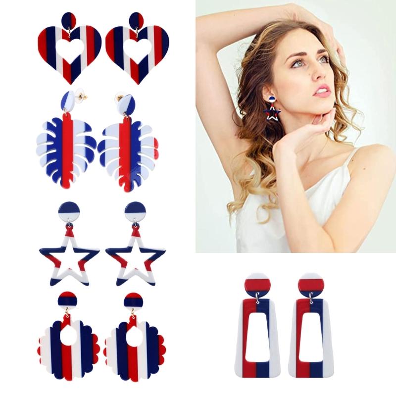 1 Pair Independence Day Earrings American Fourth of July  Clay Stud Patriotic Fashion Earrings Jewelry for Girls