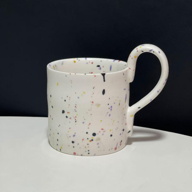 Matte Colorful Splash Ink Ceramic Mug with Large Handle